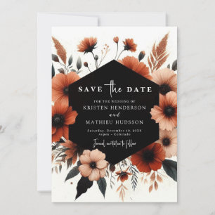 Simple Botanical Terracotta Wedding Save The Date