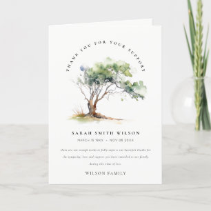 Simple Botanical Tree Photo Sympathy Memorial Thank You Card