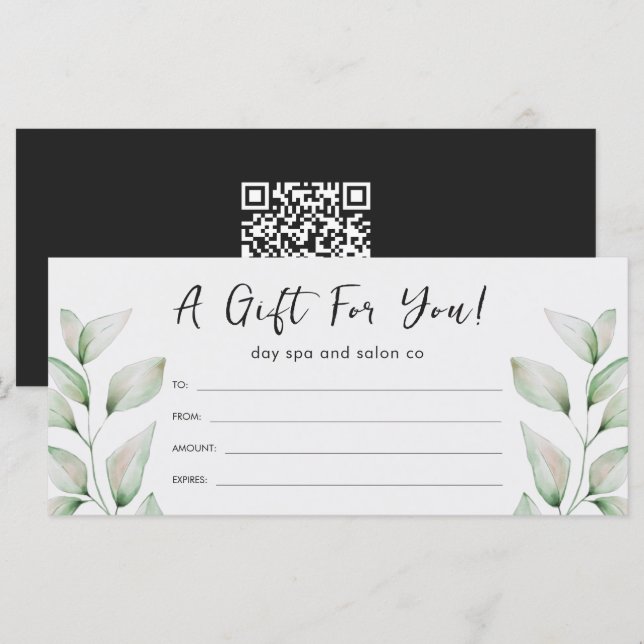 Simple Botanical Watercolor Leaves Black (Front/Back)