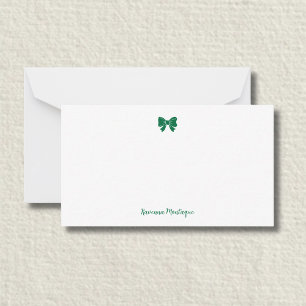 Simple Bottle Green  Bow Handwritten Name  Card