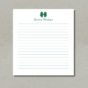 Simple Bottle Green Bow Script Custom Name Lined  Notepad