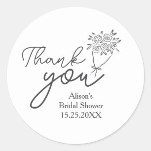 Simple Bouquet of flowers bridal shower thank You Classic Round Sticker