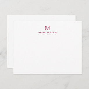 Simple Bourgogne moderne Monogramme Carte de note 