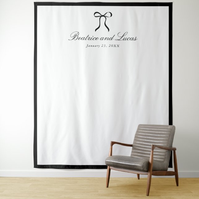 Simple Bow Classic Wedding Backdrop Tapestry (In Situ)