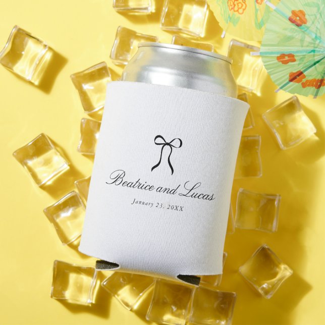 Simple Bow Classic Wedding Can Cooler (In Situ Summer)