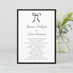 Simple Bow Classic Wedding Program