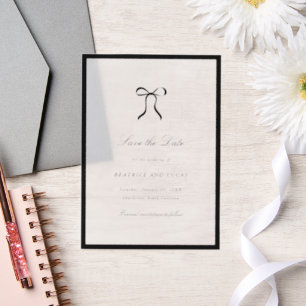 Simple Bow Classic Wedding Save the Date Vellum Invitations