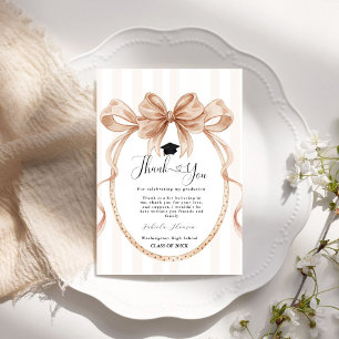Simple bow graduation thank you message card