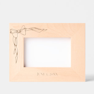 SIMPLE BOW PERSONALIZED DATED WEDDING PICTURE ETCHED FRAMES