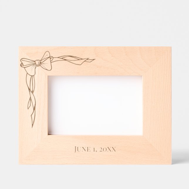SIMPLE BOW PERSONALIZED  DATED WEDDING PICTURE ETCHED FRAMES (Front)