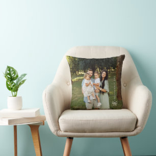 Simple Bow Personalized Family Photo Throw Pillow