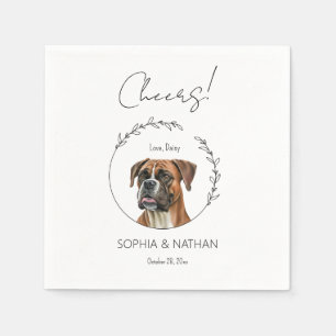 Simple Boxer Dog Wedding Cocktail  Napkin