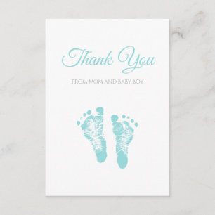 Simple Boy Baby Shower Thank You Blue Footprints