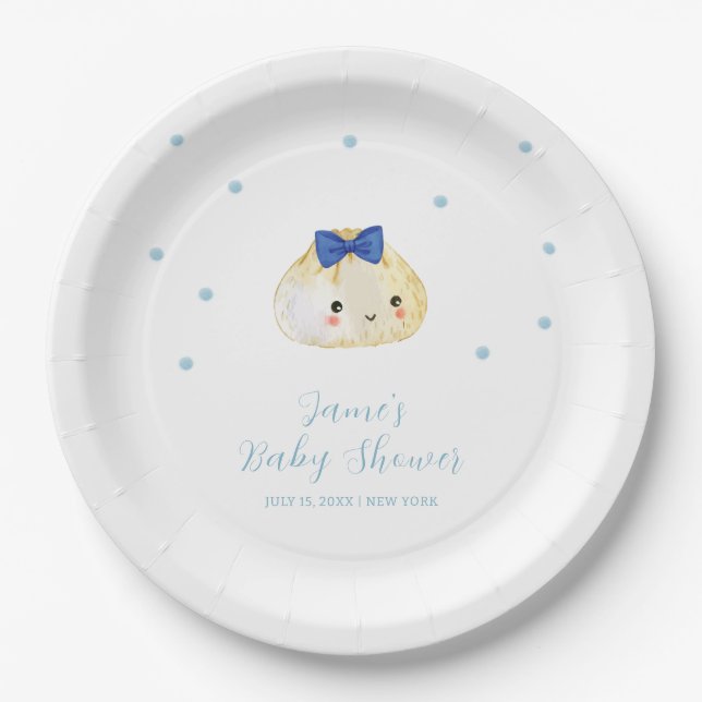 Simple Boy Little Dumpling Baby Shower  Paper Plate (Front)