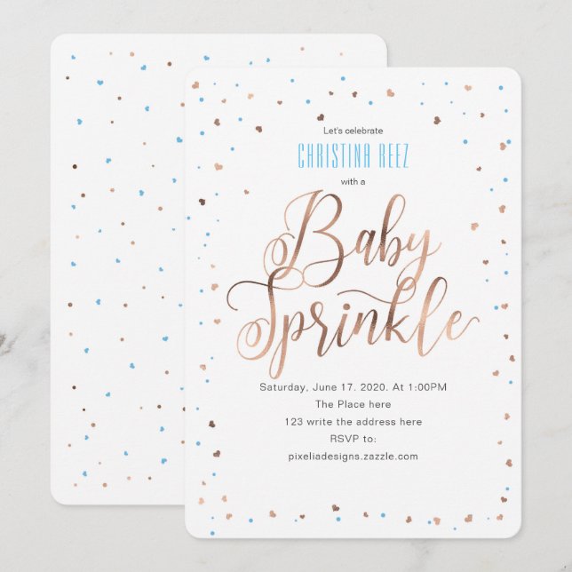 Simple, boy, Sprinkle with Love, Baby Sprinkle Invitation (Front/Back)