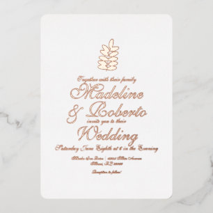 Simple Branch Foil Pressed Wedding Foil Invitation