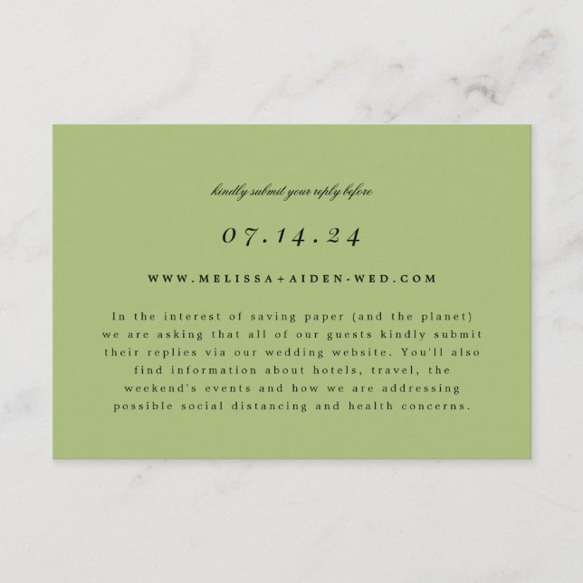 Simple Branch Wedding Online RSVP and Info Card (Front)