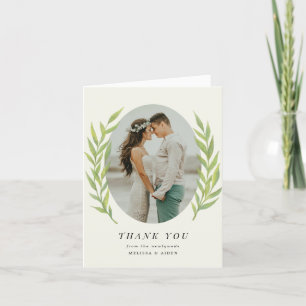 Simple Branch Wedding Photo Thank You Note Card