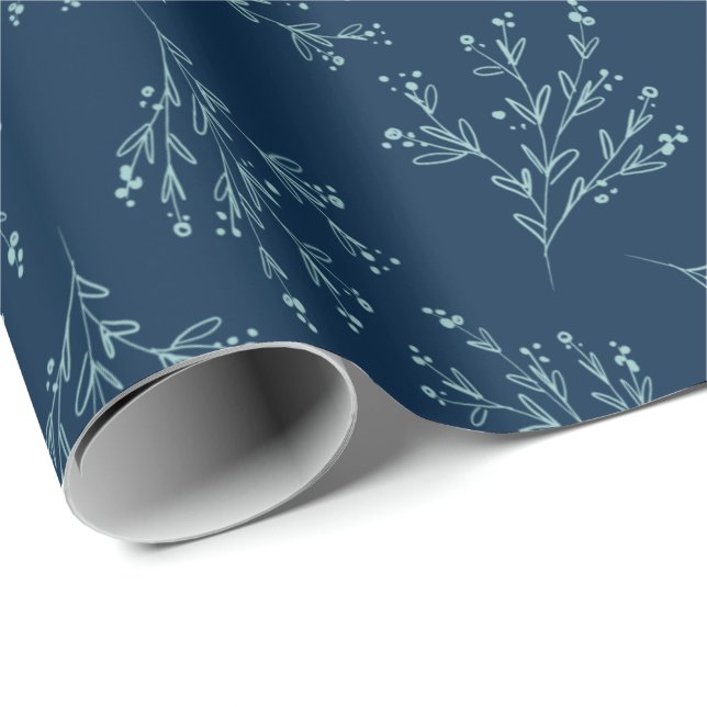 Simple Branches Fall Colour Palette | Oxford Blue Wrapping Paper (Roll Corner)