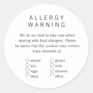 Simple Brand Ready Bakery Allergen Label