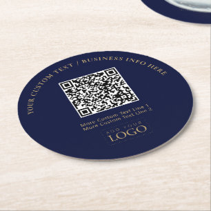 Simple Branded Business Logo QR Code Promotional Round Paper Coaster