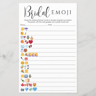 Simple Bridal Emoji Answers Included Pictionary  Flyer