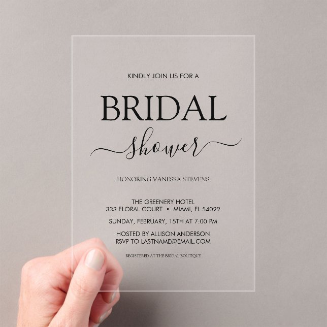  Simple Bridal Shower  Acrylic Invitations (Insitu (Handheld))
