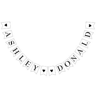 Simple Bride and Groom Elegant Wedding Bunting Flags