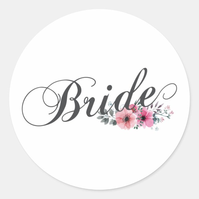 Simple Bride Floral Calligraphy | Autocollant (Devant)