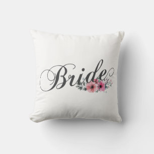 Simple Bride Floral Calligraphy Coussin de jet