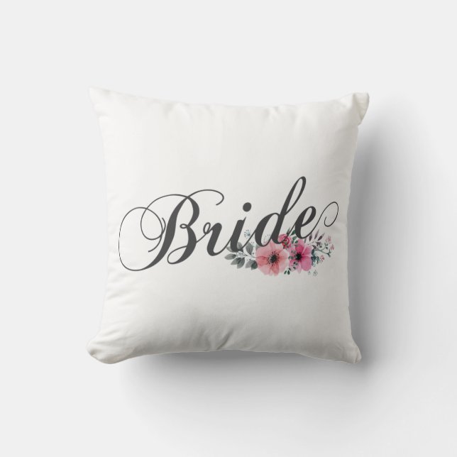 Simple Bride Floral Calligraphy | Coussin de jet (Recto)