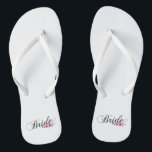 Simple Bride Floral Calligraphy | Flip Flops<br><div class="desc">For further customization, please click the "Customize" button and use our design tool to modify this template. If the options are available, you may change text and image by simply clicking on "Edit/Remove Text or Image Here" and add your own. If you wish to have this design added to a...</div>