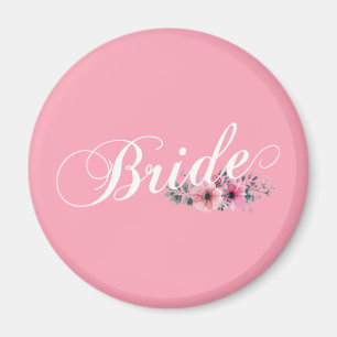 Simple Bride Floral Calligraphy Magnet