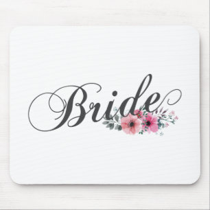 Simple Bride Floral Calligraphy   Mousepad