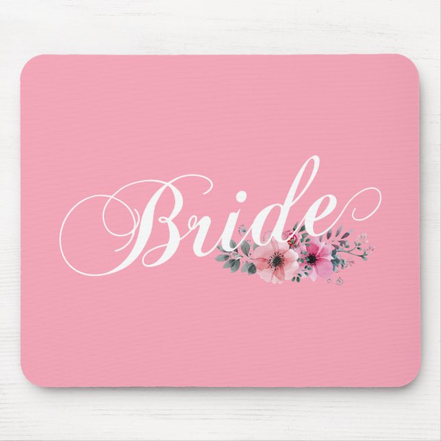 Simple Bride Floral Calligraphy | Mousepad (Front)
