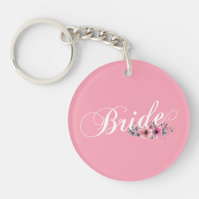 Simple Bride Floral Calligraphy | Porte-clés (Devant)