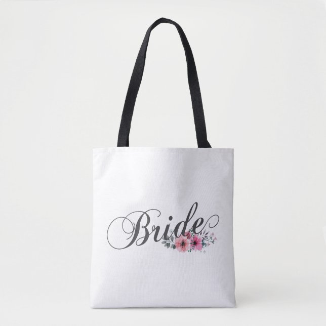 Simple Bride Floral Calligraphy | Sac Cabas (Devant)
