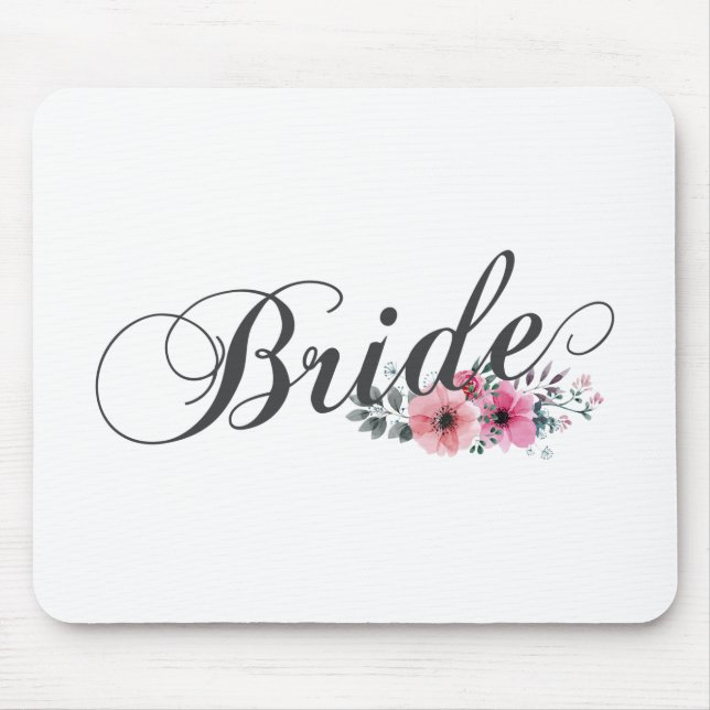 Simple Bride Floral Calligraphy | Tapis de souris (Devant)