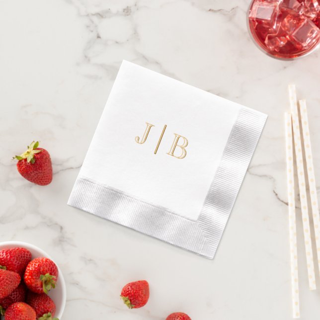 Simple Bride Groom Wedding 2 Initial Monogram VSCA Foil Napkins (Insitu (Strawberry))