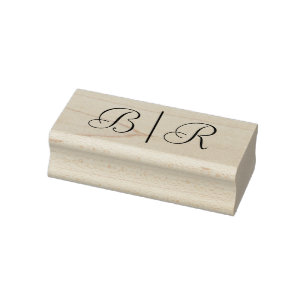 Simple Bride Groom Wedding 2 Initial Monogram VSLi Rubber Stamp