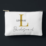 Simple Bridesmaid gift monogram, name  Accessory Pouch<br><div class="desc">Celebrate your bridesmaids with our chic Personalized Bridesmaid Accessory Pouch! This sleek pouch can be customized with their monogram and name, making it a thoughtful and unique gift they'll cherish long after your special day. Perfect for holding makeup, jewellery, or small essentials, this pouch is both practical and stylish. Show...</div>