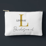 Simple Bridesmaid gift monogram, name  Accessory Pouch<br><div class="desc">Celebrate your bridesmaids with our chic Personalized Bridesmaid Accessory Pouch! This sleek pouch can be customized with their monogram and name, making it a thoughtful and unique gift they'll cherish long after your special day. Perfect for holding makeup, jewellery, or small essentials, this pouch is both practical and stylish. Show...</div>