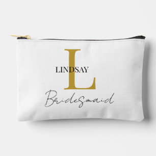 Simple Bridesmaid gift monogram, name Accessory Pouch