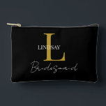 Simple Bridesmaid gift monogram, name  Accessory Pouch<br><div class="desc">Celebrate your bridesmaids with our chic Personalized Bridesmaid Accessory Pouch! This sleek pouch can be customized with their monogram and name, making it a thoughtful and unique gift they'll cherish long after your special day. Perfect for holding makeup, jewellery, or small essentials, this pouch is both practical and stylish. Show...</div>