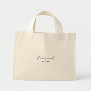 Simple Bridesmaid Personalized Name Mini Tote Bag