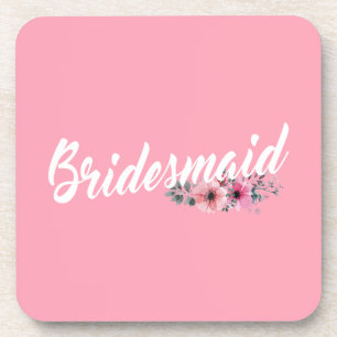 Simple Bridesmaid Wedding Calligraphy Coaster