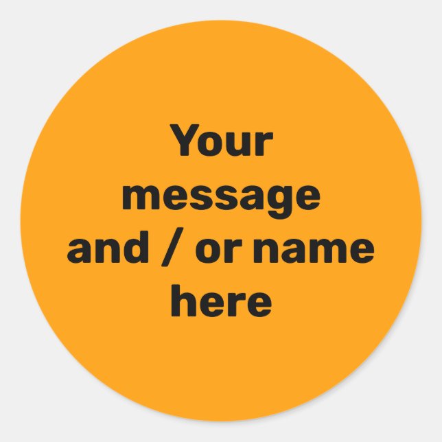 Simple Bright Bold Orange Modern Vibrant Classic Round Sticker (Front)