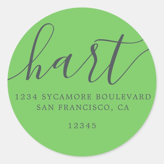 Simple Bright Green Family Return Address Label (Front)