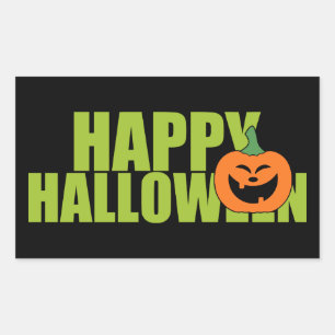 Simple Bright Green Happy Halloween Pumpkins Sticker