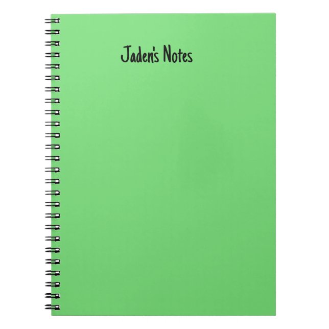 Simple Bright Green Personalized Cover Writing Notebook (Front)